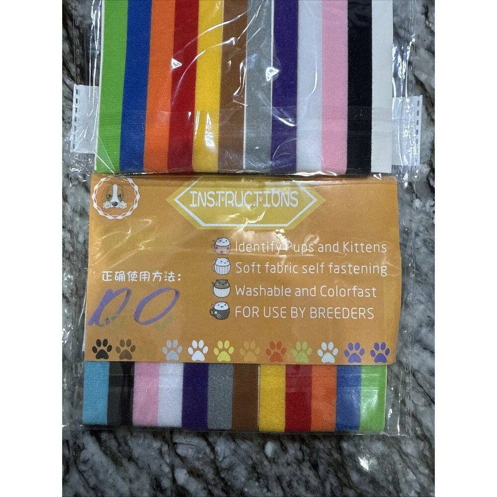 Lot of 23 Color Puppy/Kitten ID Collars Soft Adjustable & Reusable
